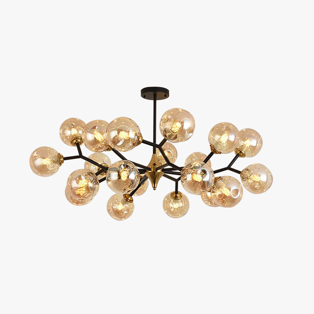 Valentina Art Deco Glass Bubble Chandelier, Amber - Neutralighting