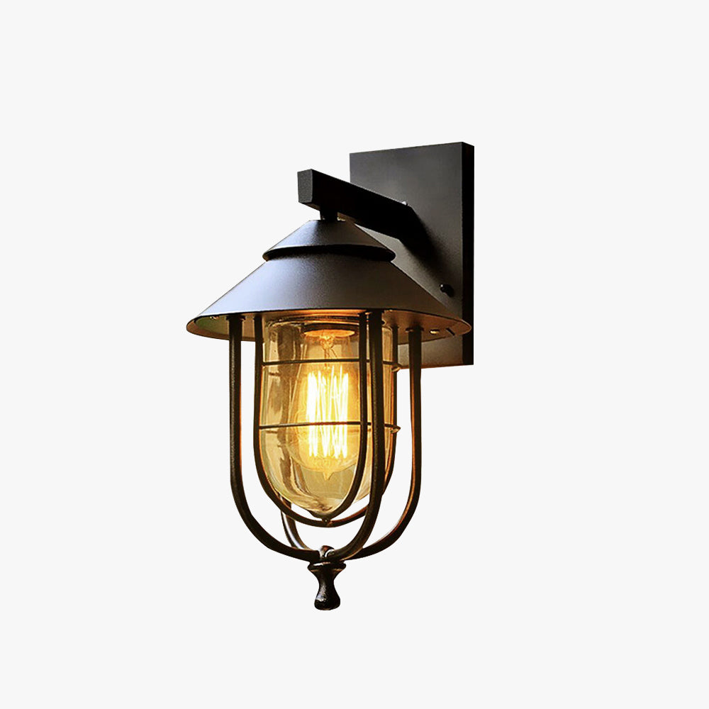 Ray Vintage Lantern Shaped Metal Outdoor Wall Lamp, Black - Neutralighting