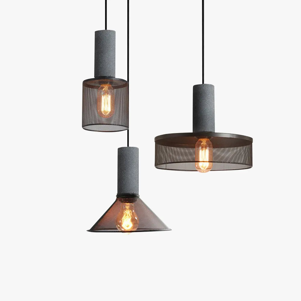 Xenith Industrial Cylindrical Pendant Light, Cement/Metal - Neutralighting