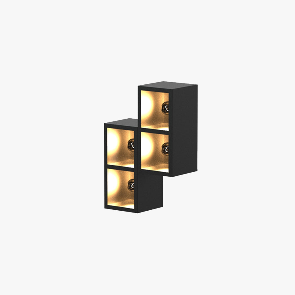 Ray Modern Cube Square Metal/Glass Outdoor Wall Lamp, Black - Neutralighting