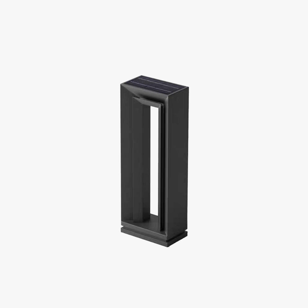 Ray Modern Metal Hollow Rectangular Solar Outdoor Path Light, Black - Neutralighting