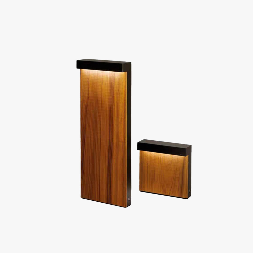 Ray Modern Metal Rectangular Outdoor Path Light, Wood - Neutralighting