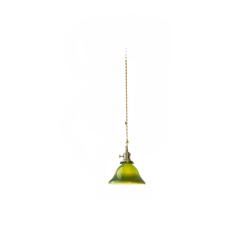 Valentina Rustic Vintage LED Pendant Light Green Copper Glass Dining Room - Neutralighting