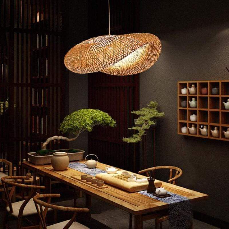 Rinwa Natural Pendant Light for Dining Room/Kitchen Island, Bamboo - Neutralighting