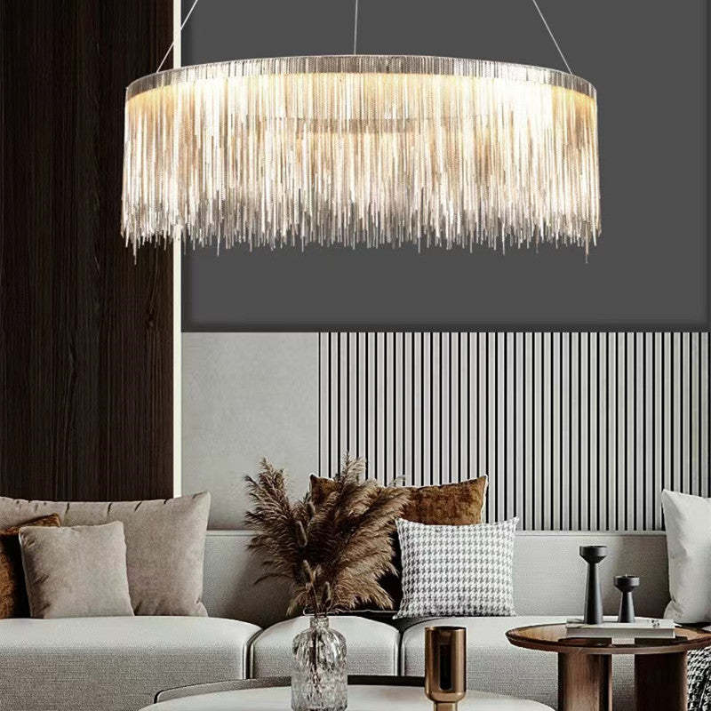 Arisha Tassel Chain Art Deco Pendant Light Silver/Gold Living Room/Hall - Neutralighting