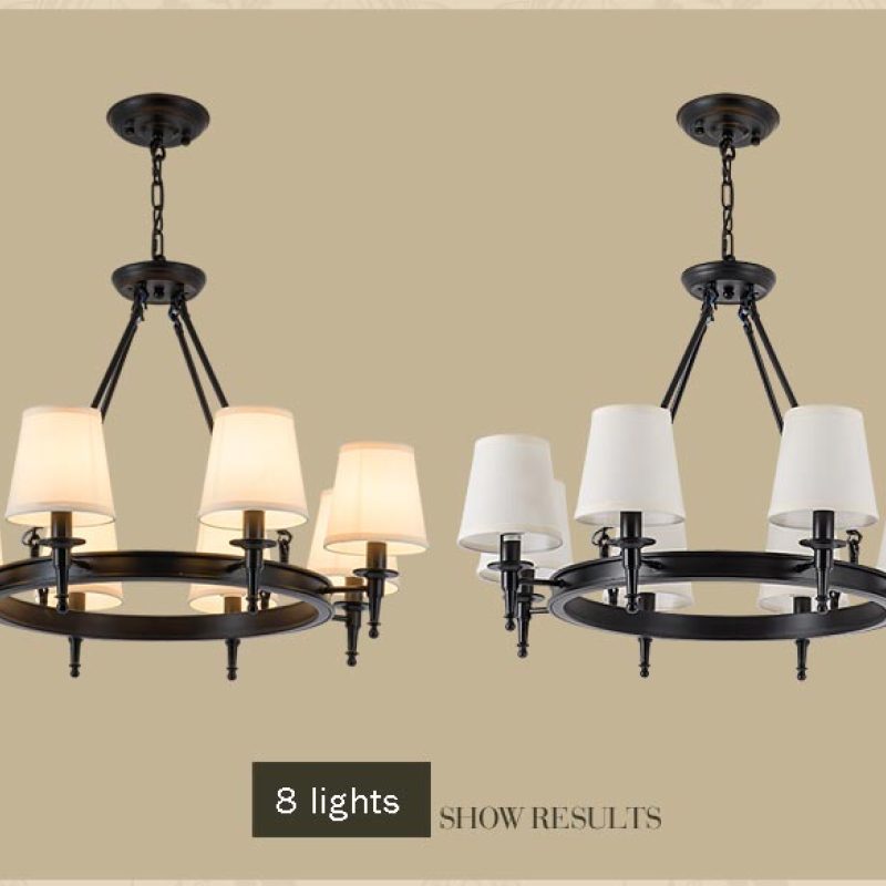 Silva vintage Ring Metal/Fabric Chandelier, Black/Copper - Neutralighting