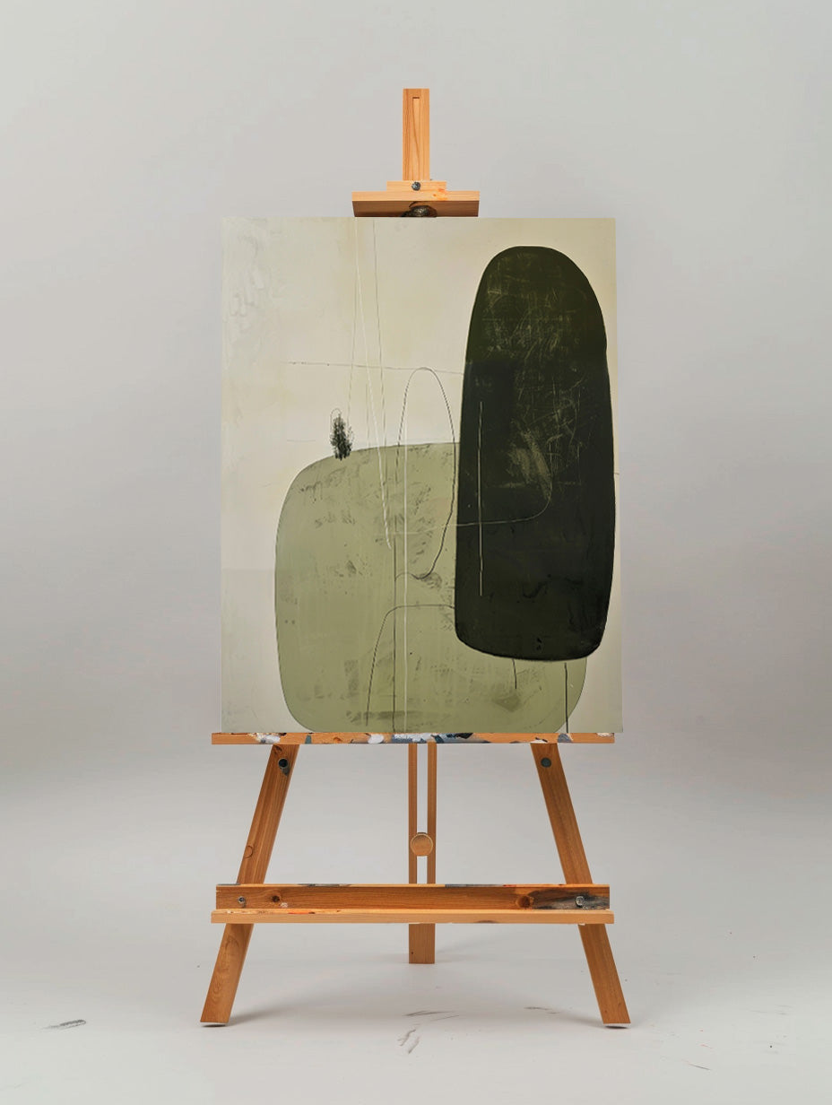Solitary Forms in Moss Green Art