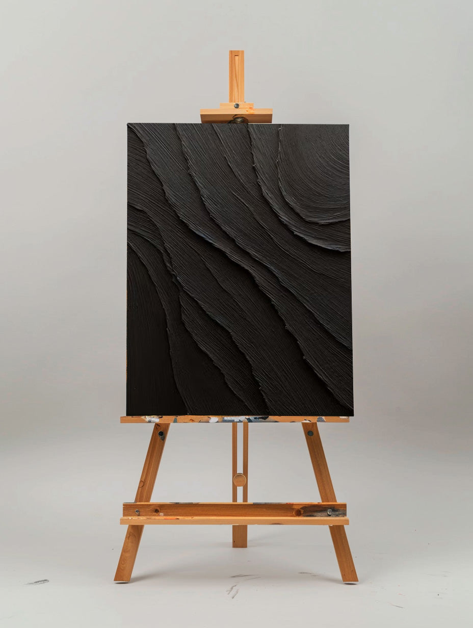Wall Art Black Wave Contours