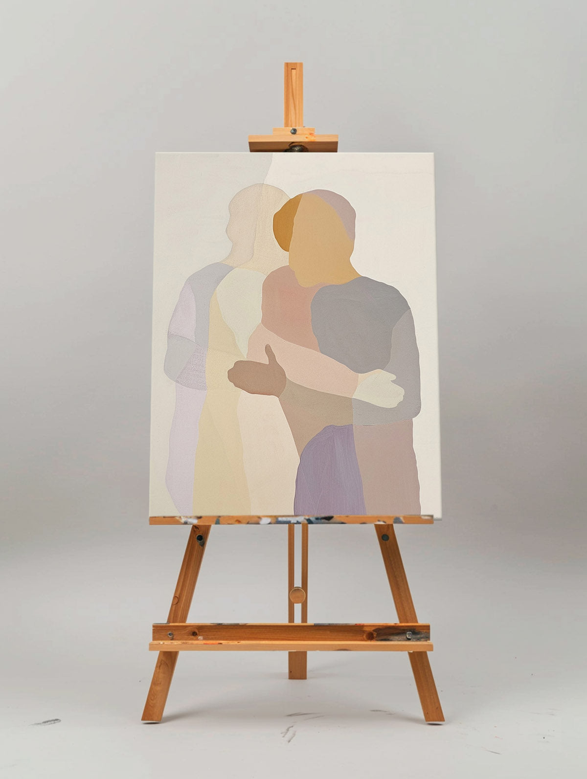 Wall Art Embracing Couple in Neutral Tones