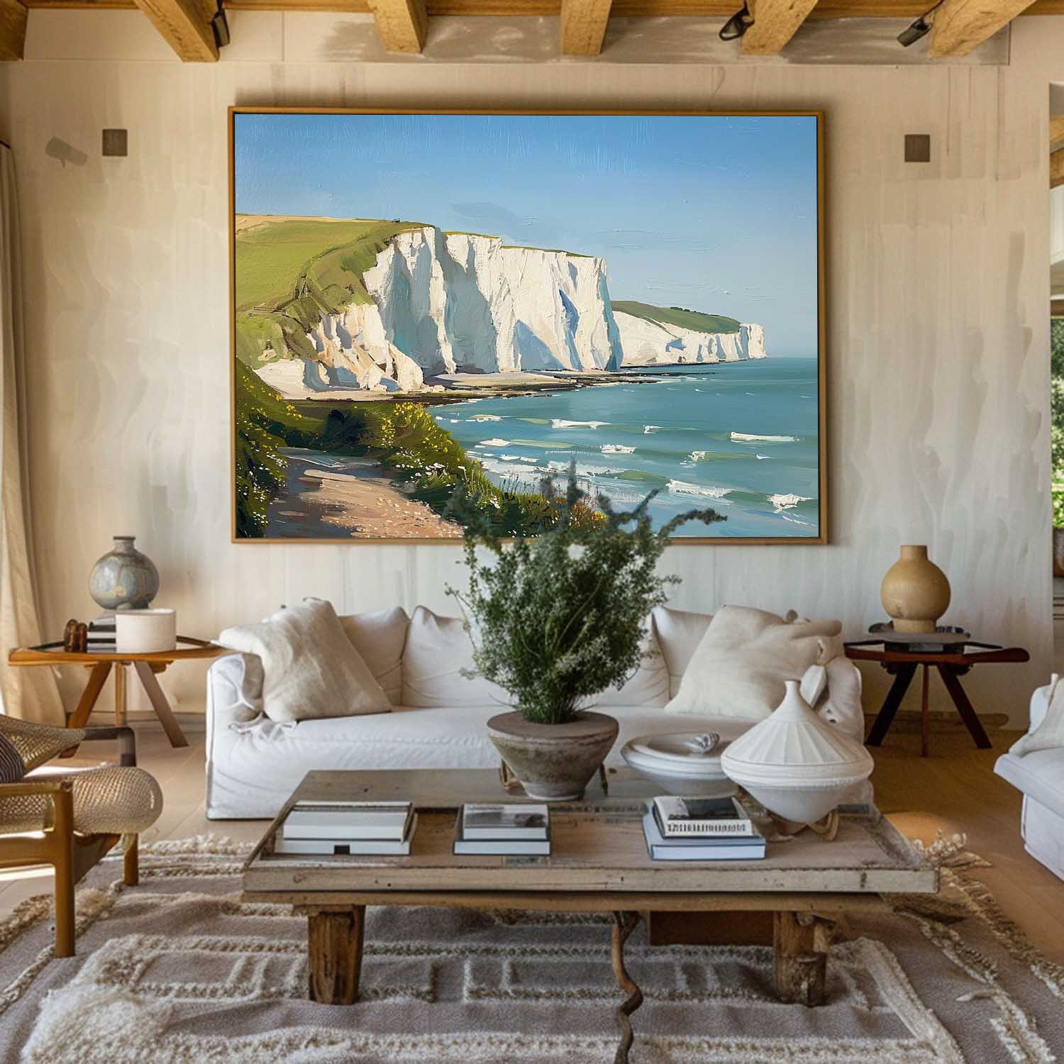 White Cliffs Coastal Oil Painting
