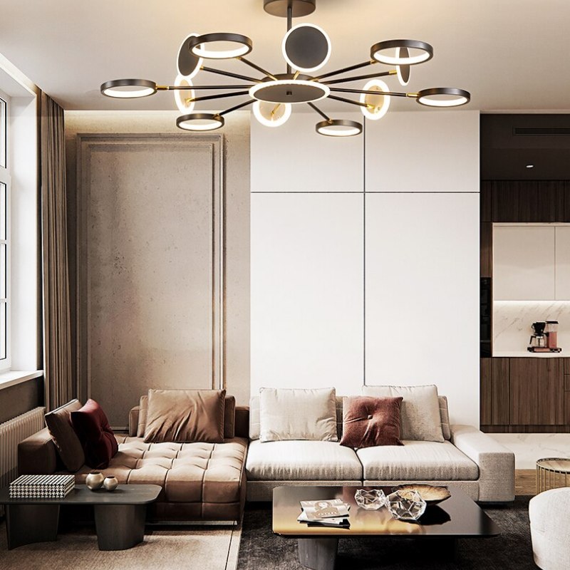 Arisha Modern Led Chandelier, Geometric, Black Dimmable - Neutralighting