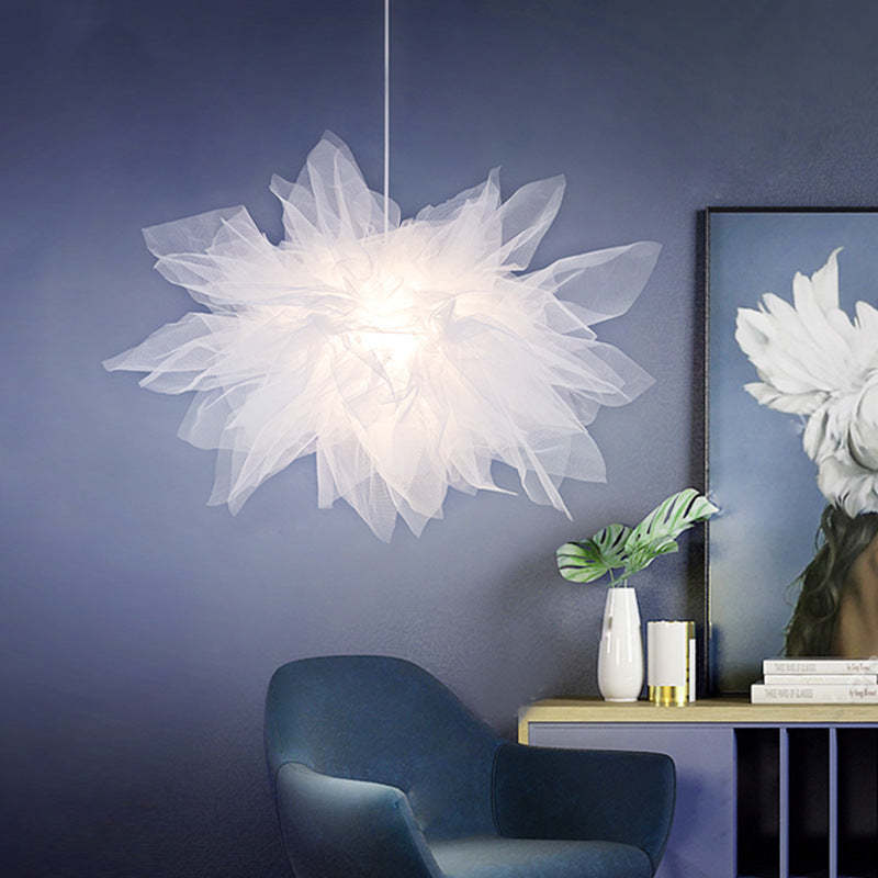 Arisha Modern Flower Fabric Pendant Light, Bedroom, White - Neutralighting