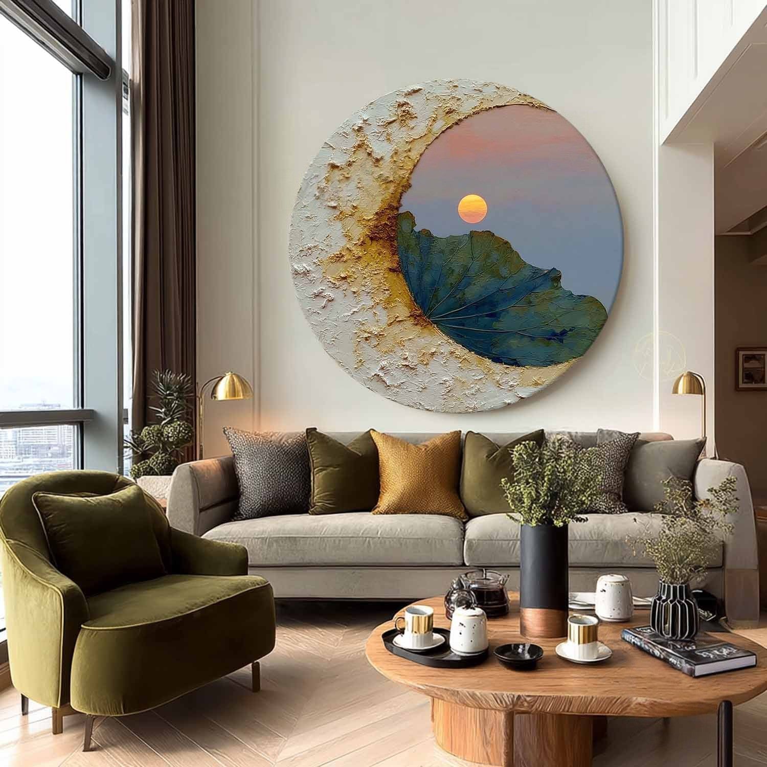Wall Art Circular Impasto Lotus