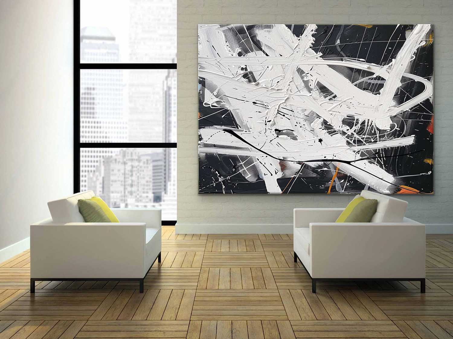 Wall Art Abstract Dynamic Splatter Brushstrokes Inspired