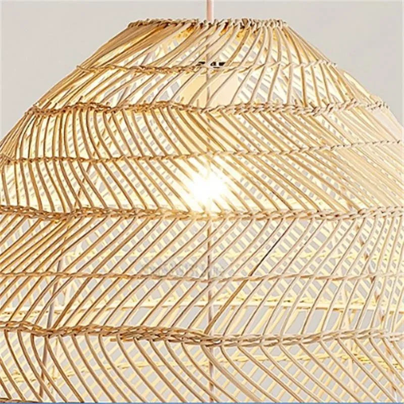 Lian Rattan Bamboo Lampshade Hand Knitted Pendant Light - Neutralighting
