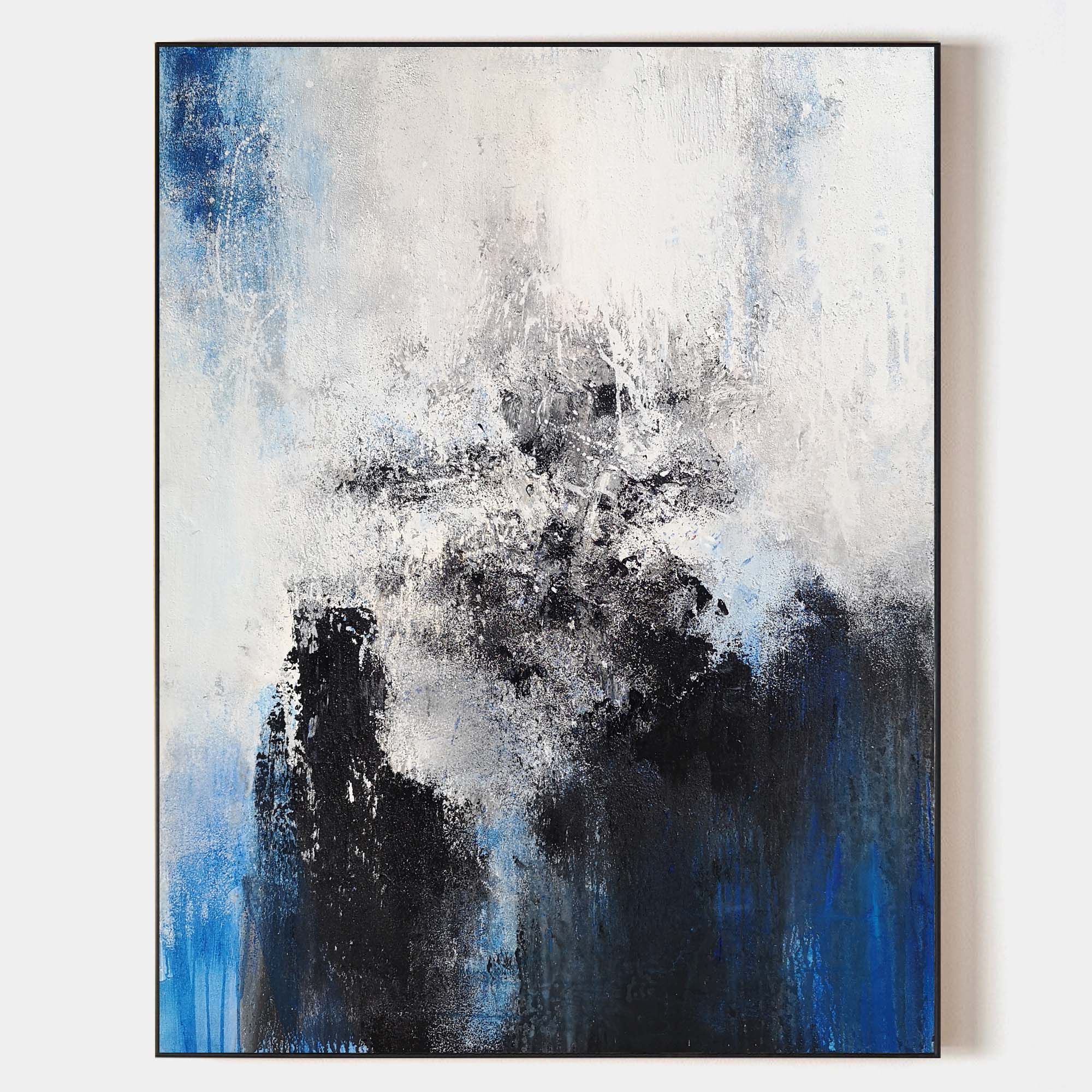 Blue And Black Abstract Painting ABAV96 - Neutralighting