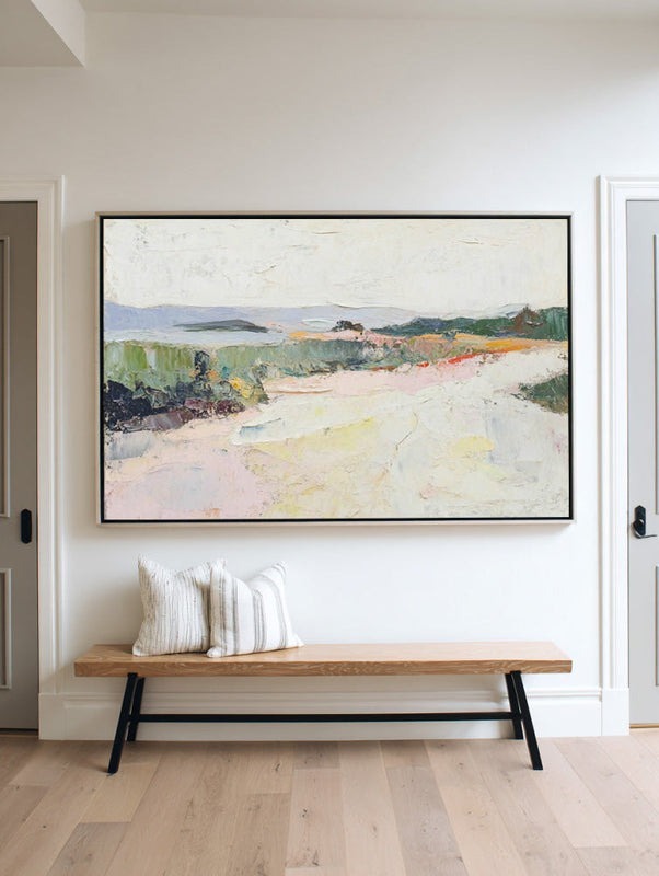 Wall Art Abstract Pastel Landscape Textured Linen Canvas Living Room | Neutralighting