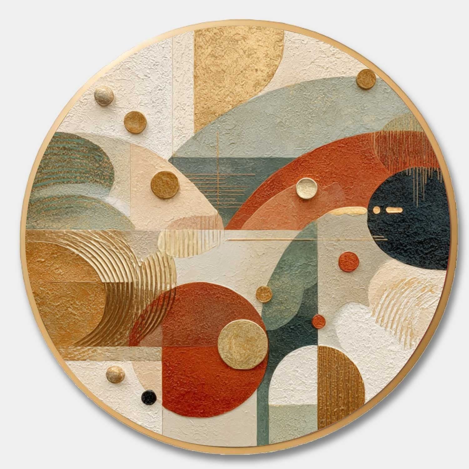 Wall Art Round Geometric Abstract Gold