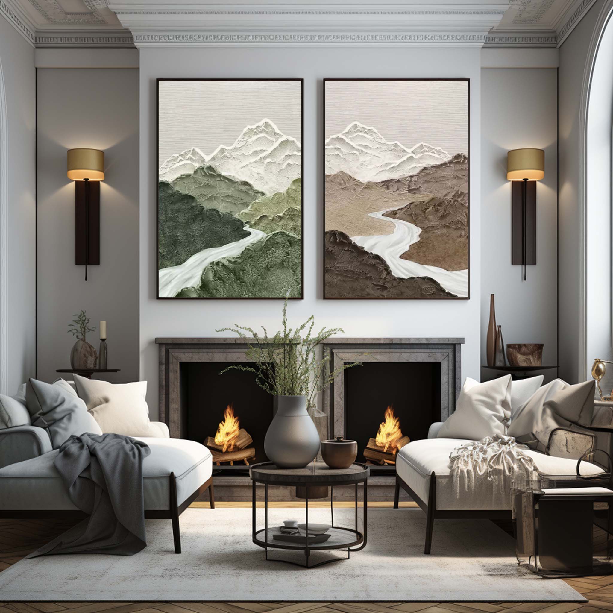 Rivers Panoramic Oil Painting 2 Piece Set - Letslighting