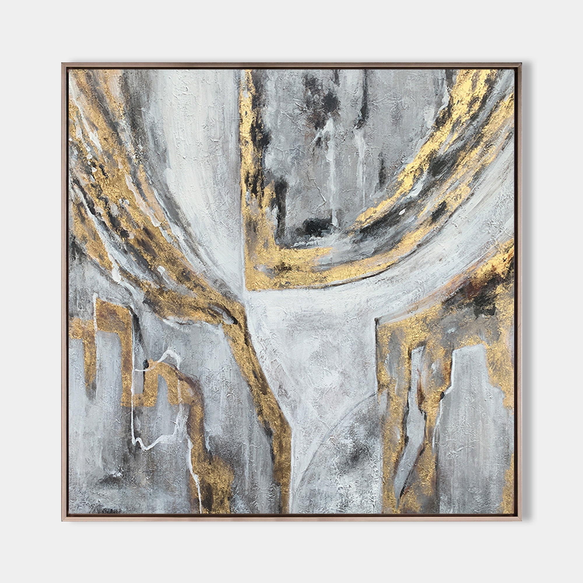 Gray Gold Abstract painting ABAS19 - Neutralighting