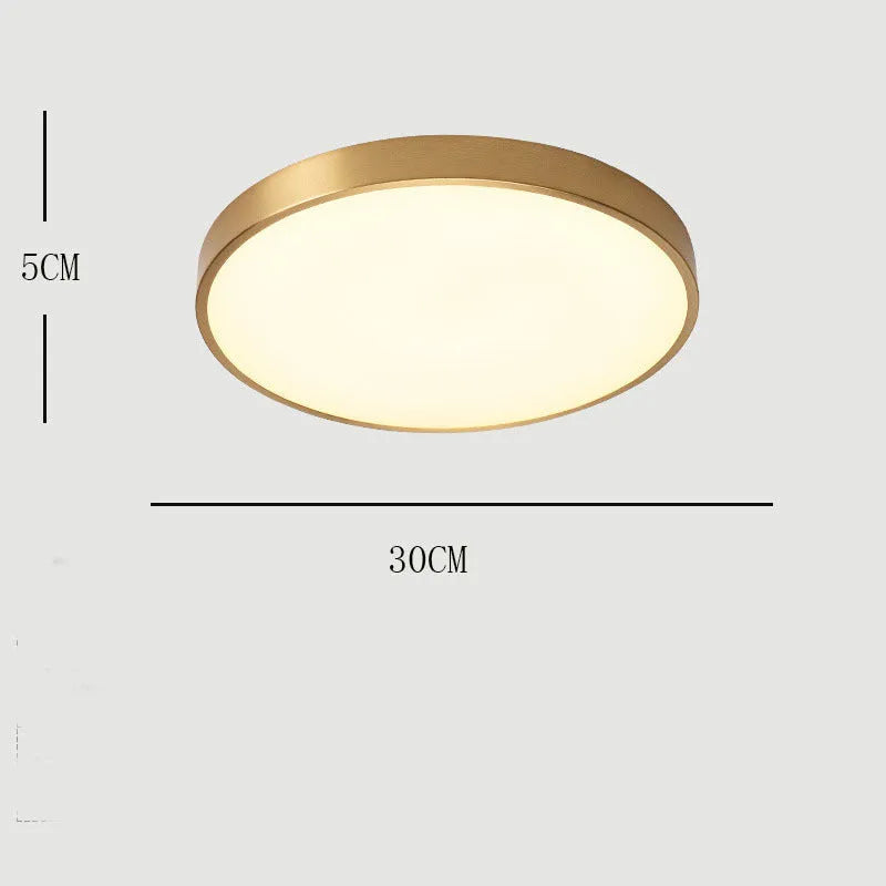Arisha Nordic LED Gold Round Ceiling Light, Metal & Acrylic - Neutralighting