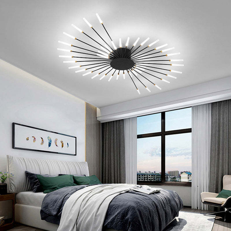 Wesley Flush-Mount Ceiling Light Fireworks, Black/Gold