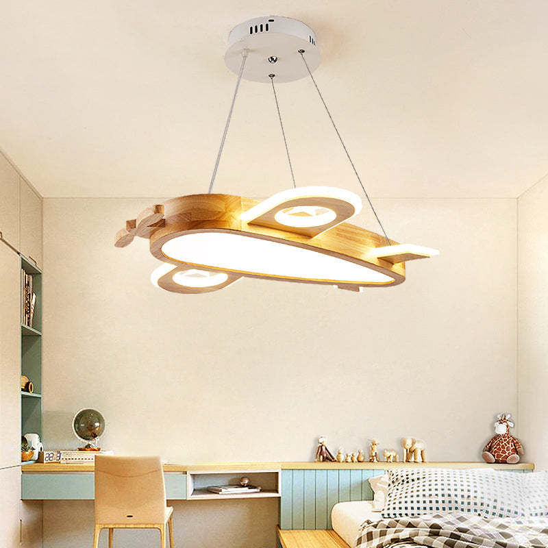 Arisha Modern Natural Creative DIY Children Airplane Shape Acrylic Pendant Light ,Wood - Neutralighting
