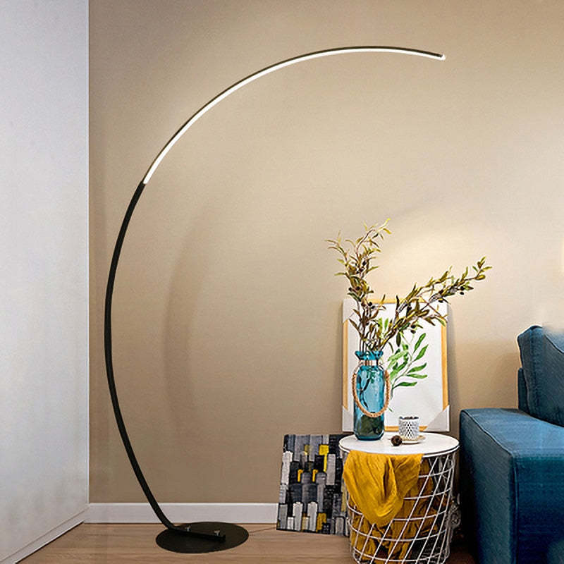 Mira Modern Arc LED Floor Lamp, Black/White, Metal/Silicon - Neutralighting