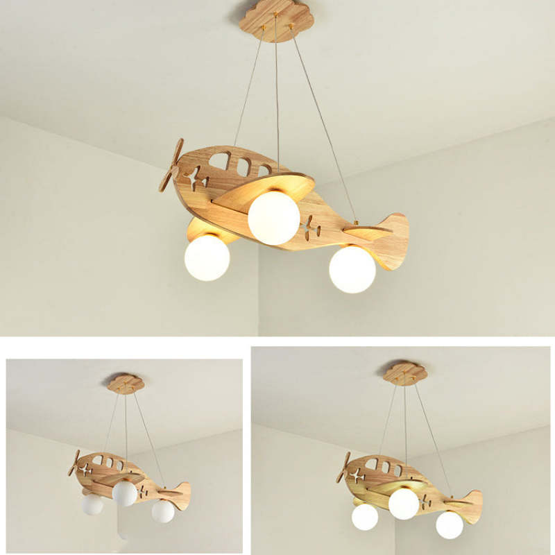 Arisha Vintage Airplane Shape Pendant Light, Wood - Neutralighting