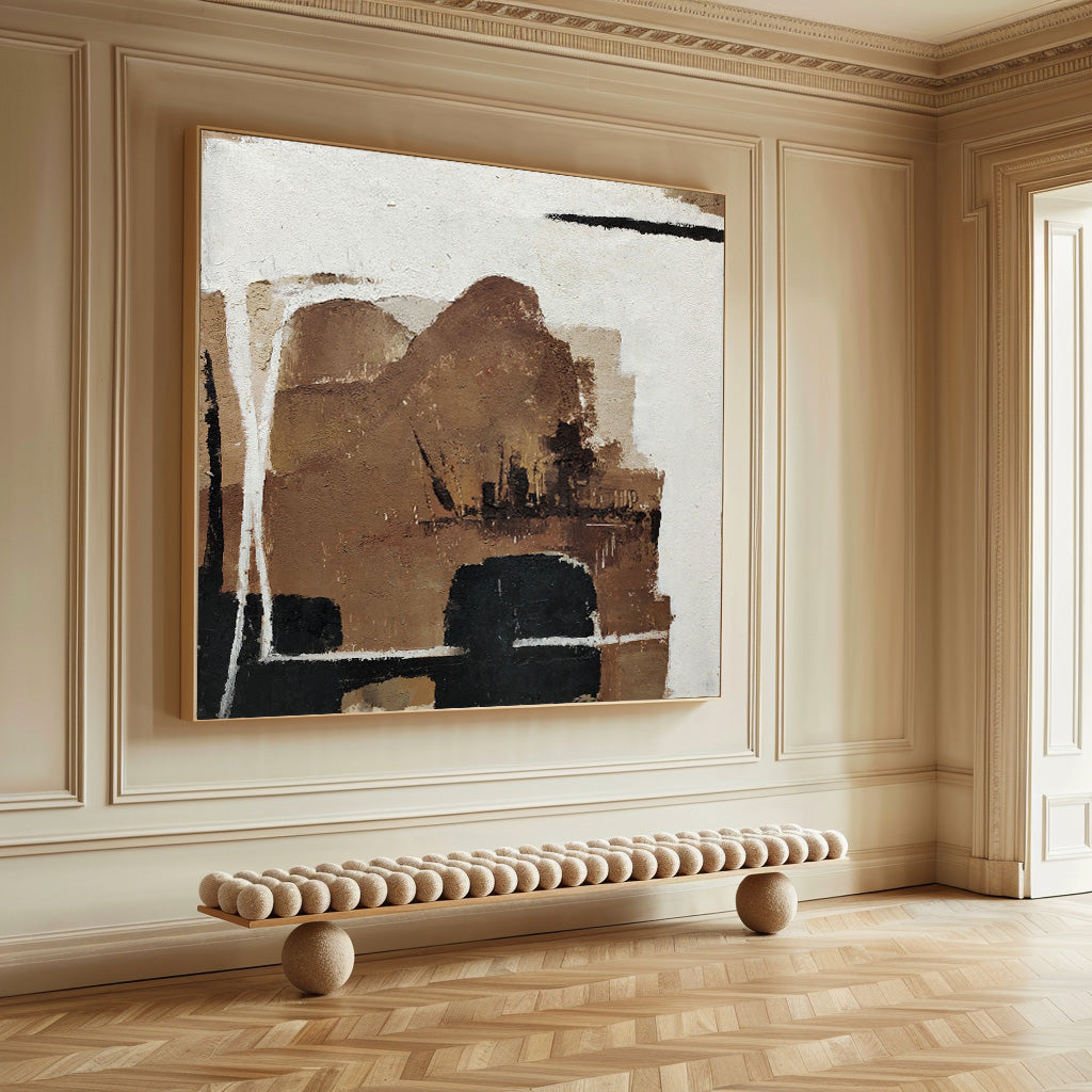 Black And Brown Minimalist Painting ABAS55 - Neutralighting