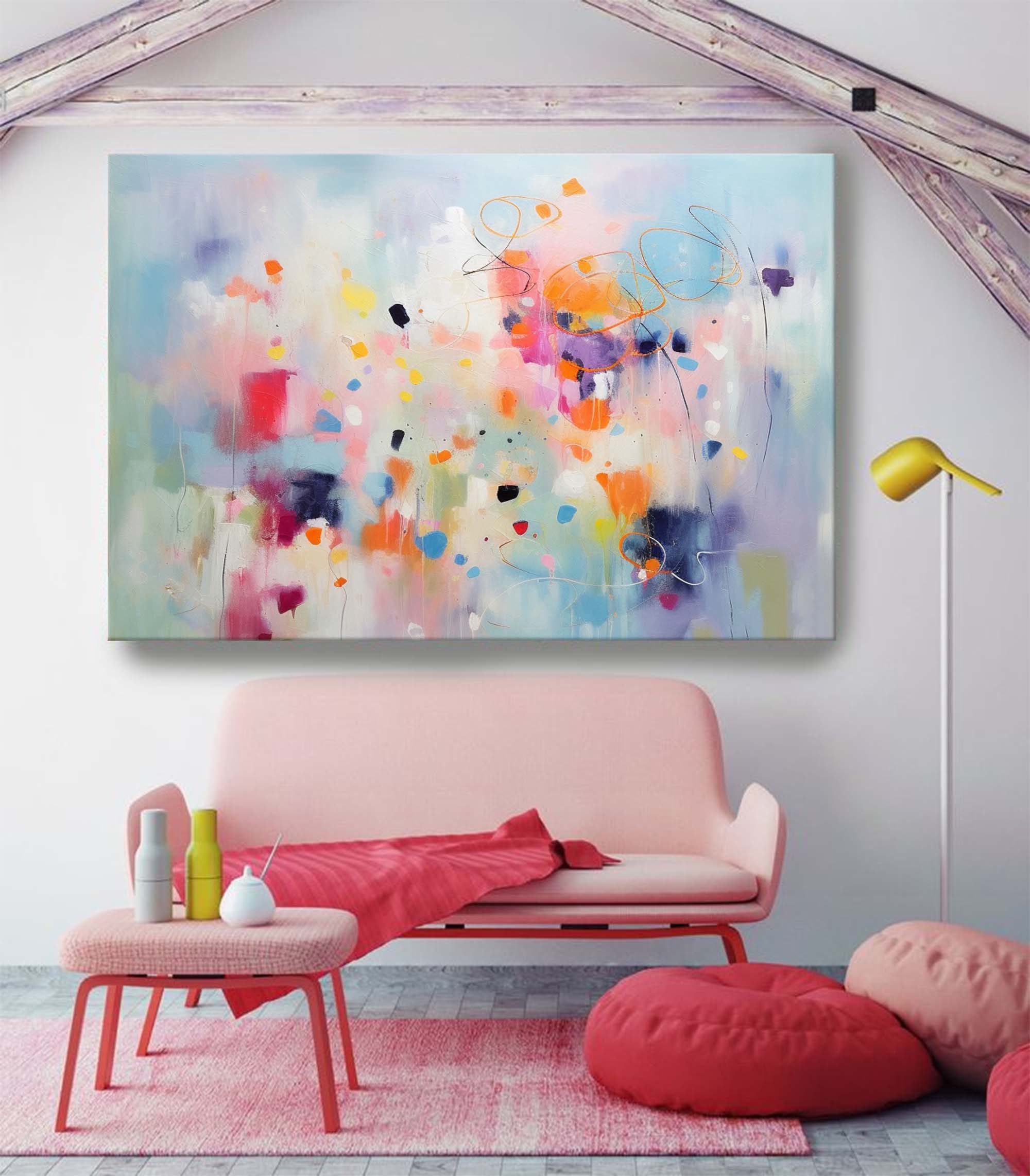 Pastel Abstract Colorful Canvas Wall Art