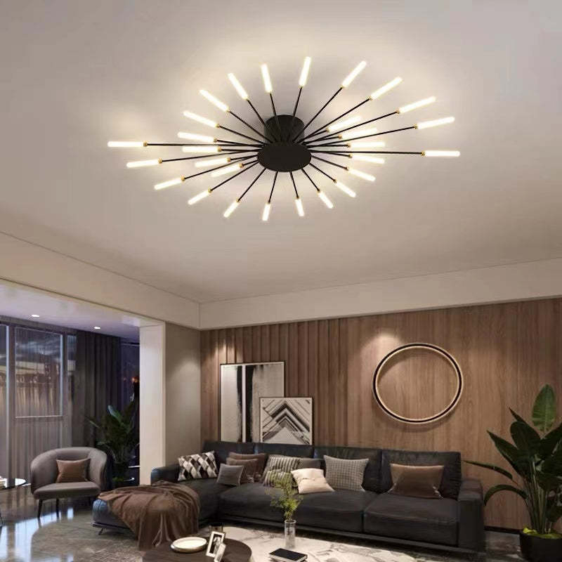 Wesley Flush-Mount Ceiling Light Fireworks, Black/Gold