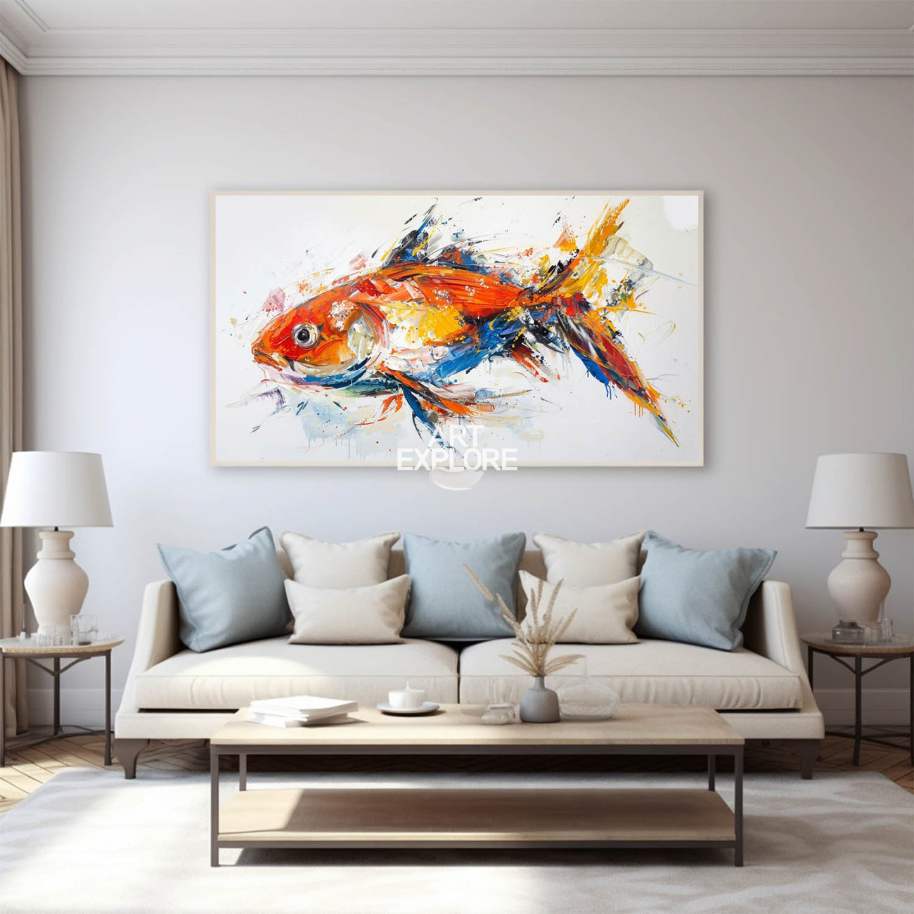 Splash‑Style Tropical Fish Oil Painting