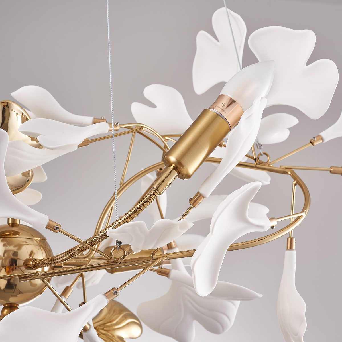Olivia Luxury Ceramic Chandelier Large Foyer, Gingko leaf, Living Room - Neutralighting