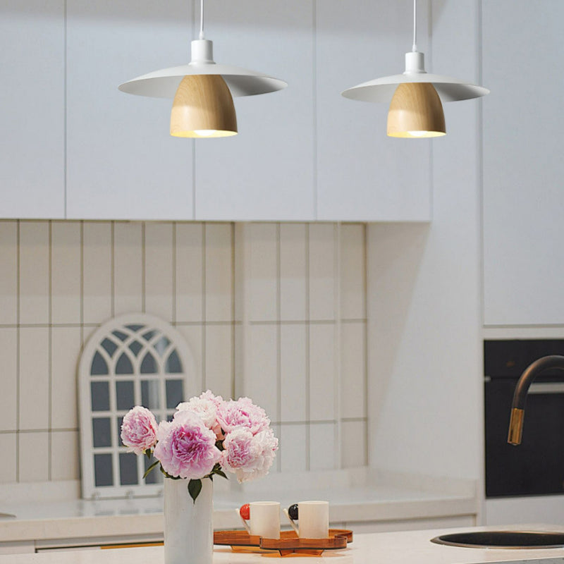 Valentina Modern LED Pendant Light White Wood Metal Bedroom - Neutralighting