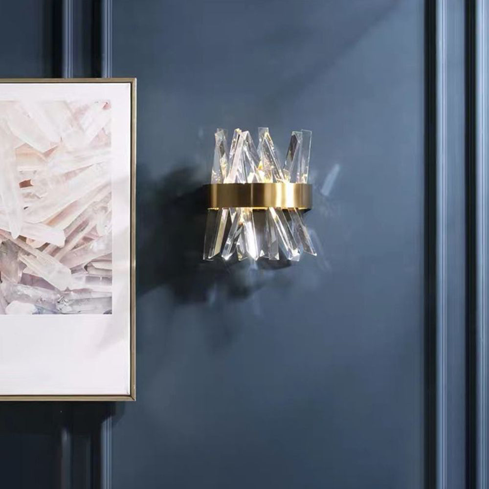 Kristy Decorative Geometric Crystal/Metal Wall Lamp, Gold - Neutralighting