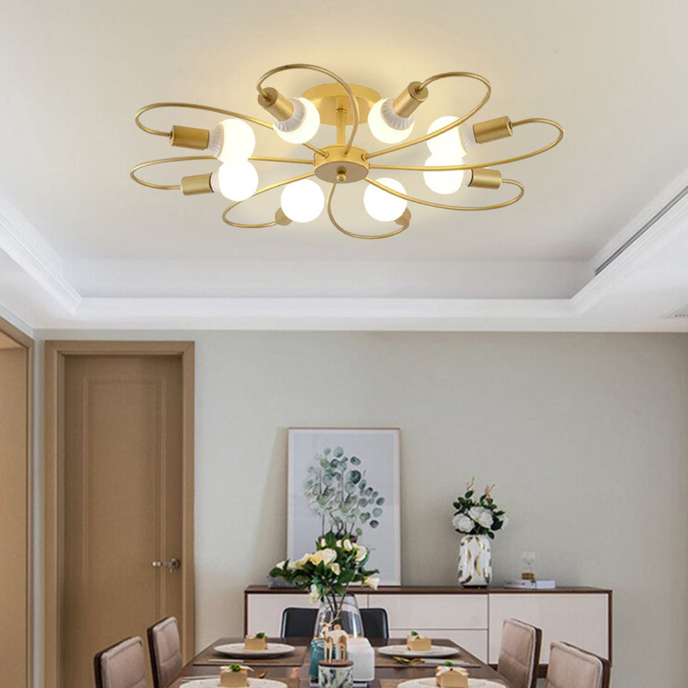Valentina Modern Metal Flush Mount Ceiling Light, Black/Gold - Neutralighting