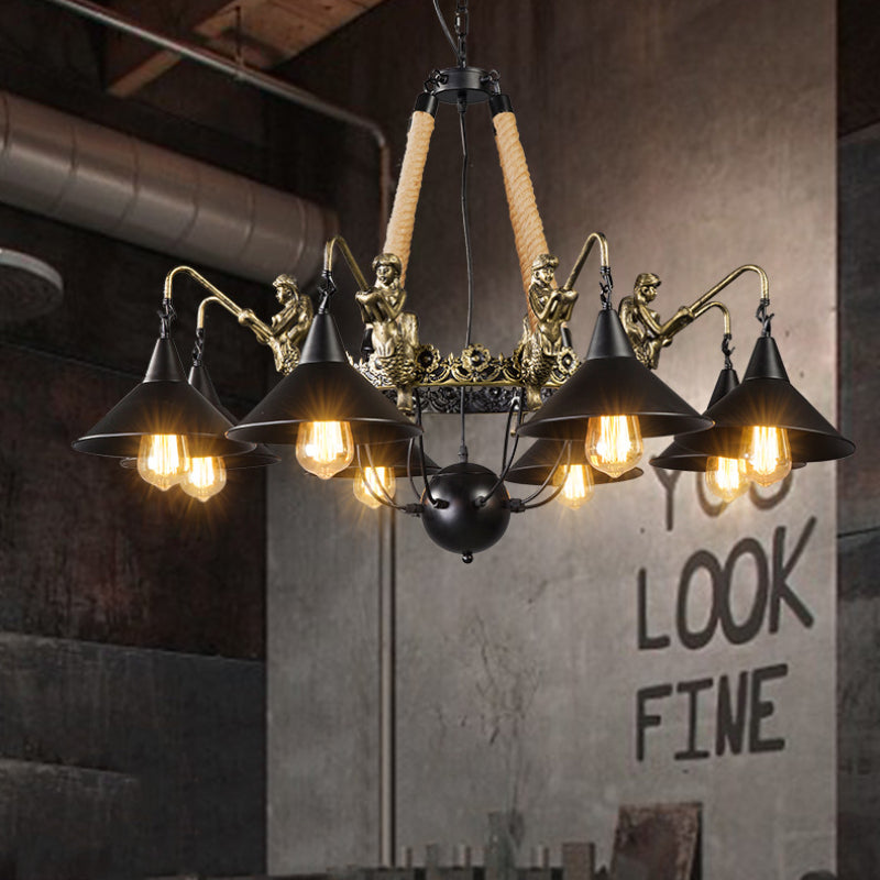 Epoch Vintage Trumpet Chandelier Black Metal Living Room/Restaurant - Neutralighting