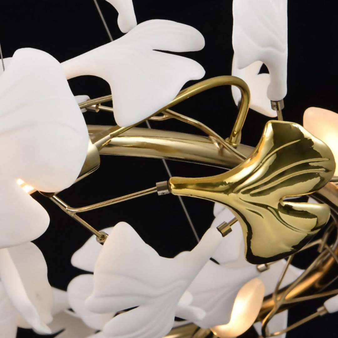 Olivia Modern Gold Staircase Chandelier, Metal & Ceramic - Neutralighting