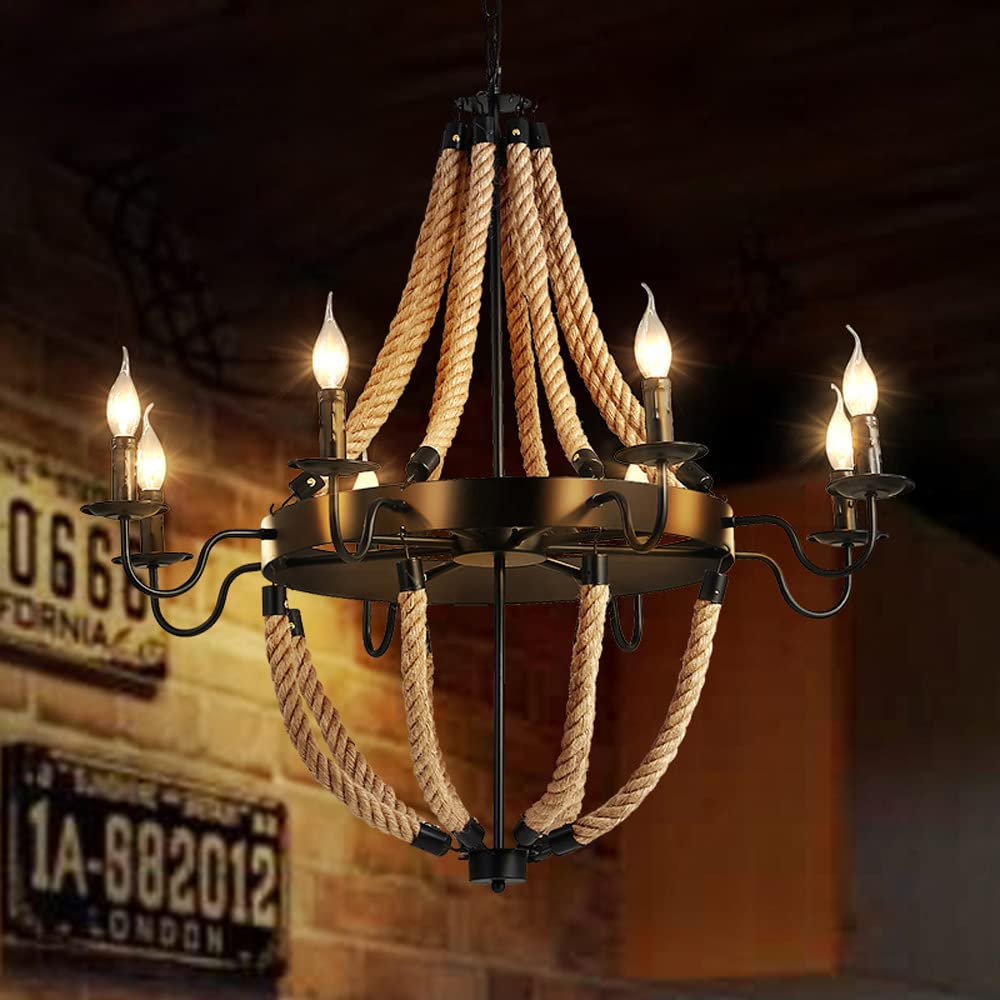 Epoch Industrial LED Pendant Light Metal/Rope Black Living Room/Bar - Neutralighting