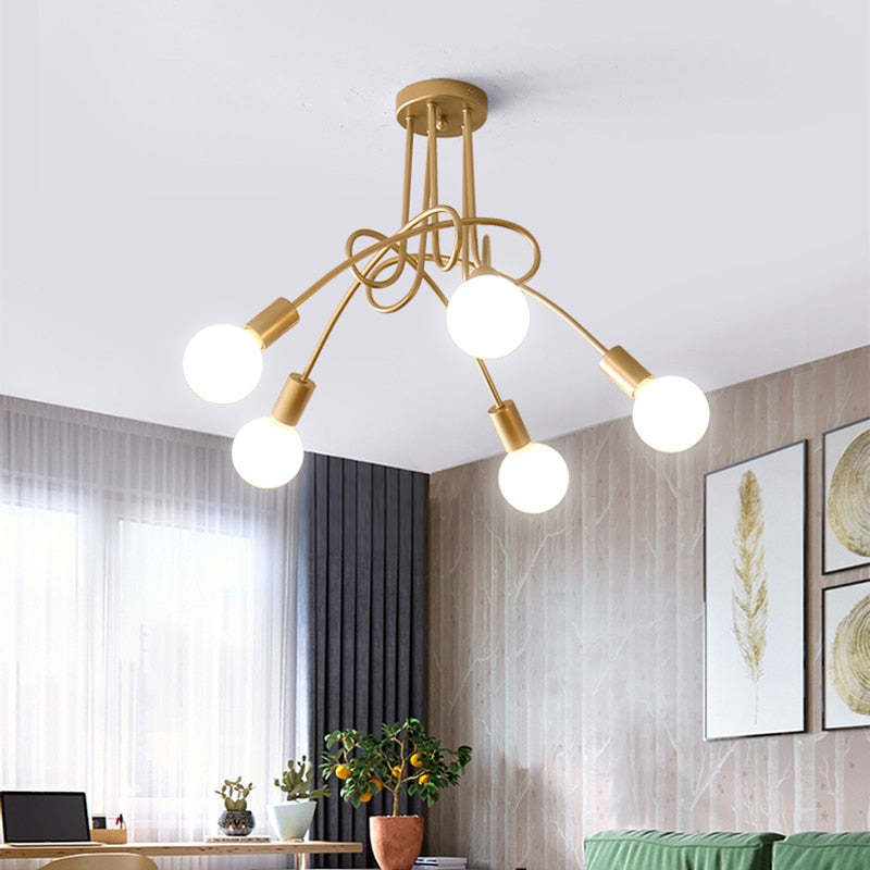 Arisha Modern Linear Curve Metal Ceiling Light, Dining Room/Living Room - Neutralighting