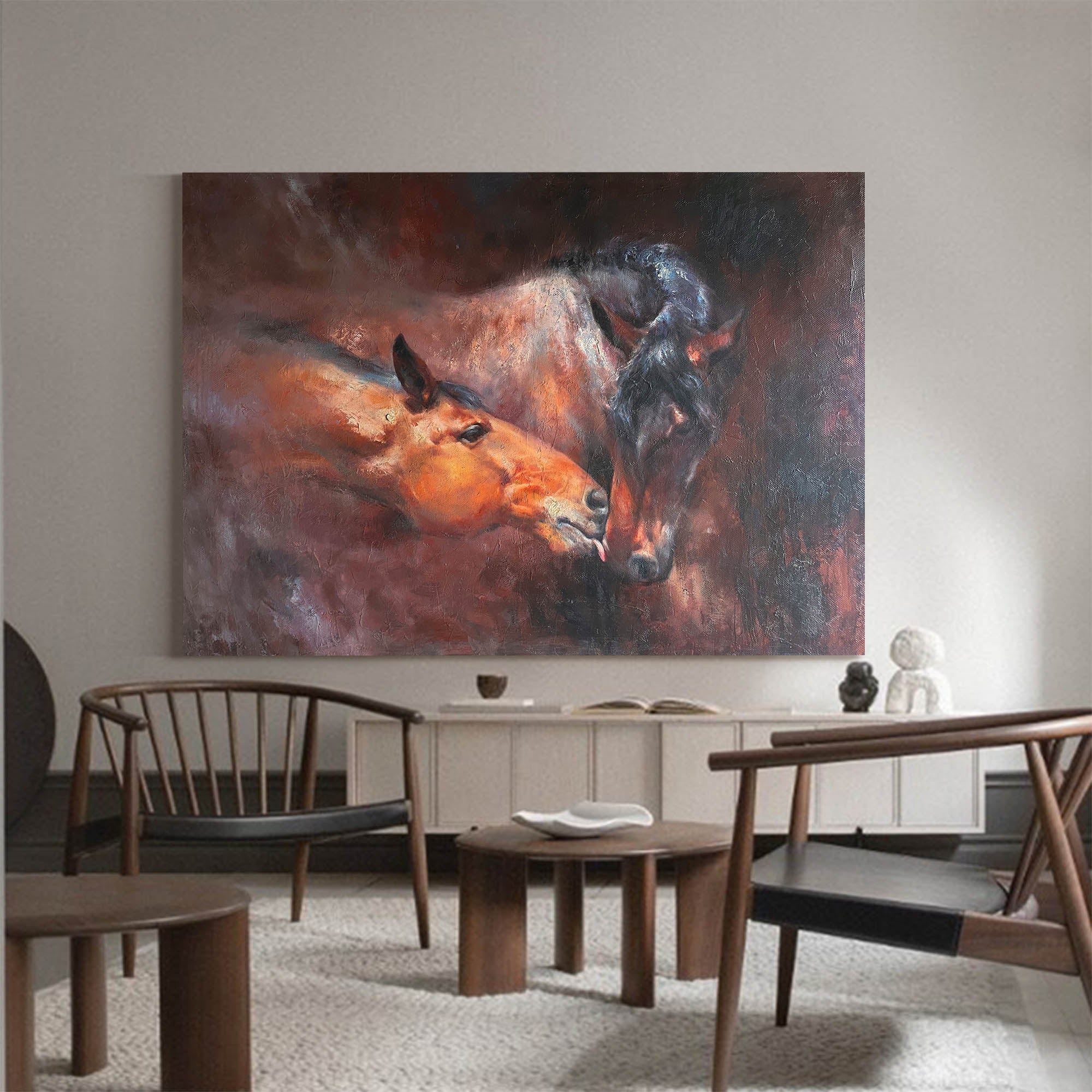 Affectionate Pair Equine Portrait Wall Art