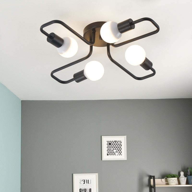 Arisha Vintage Modern Minimalist Industrial Metal Black Ceiling Lamp - Neutralighting