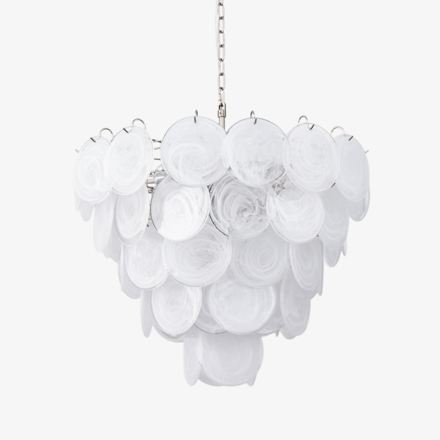 Aurora Chandelier White Murano Glass Disc