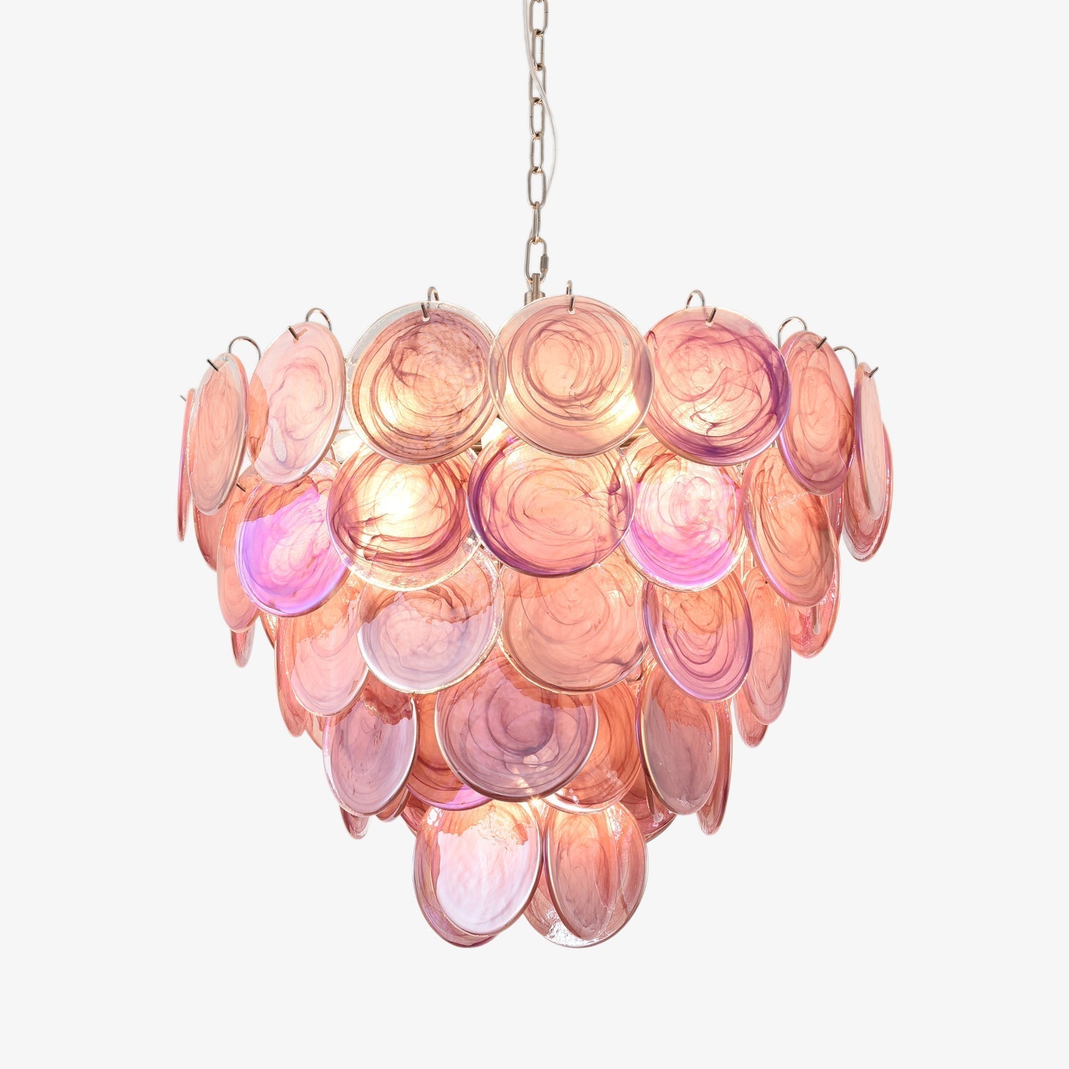 Aurora Chandelier Pink Murano Disc Layered