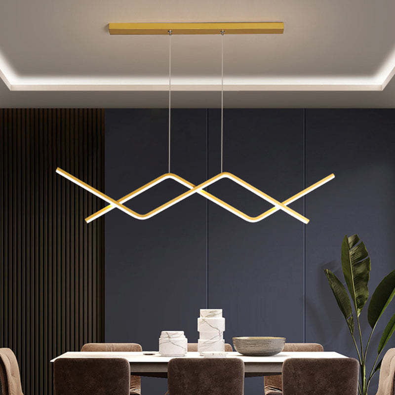 Arisha Pendant Light Linear/Double Curve Modern, Metal, Black/Gold - Neutralighting