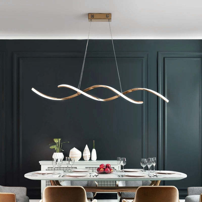 Arisha Modern Wavy Metal/Acrylic Pendant Light, Chrome/Gold - Neutralighting