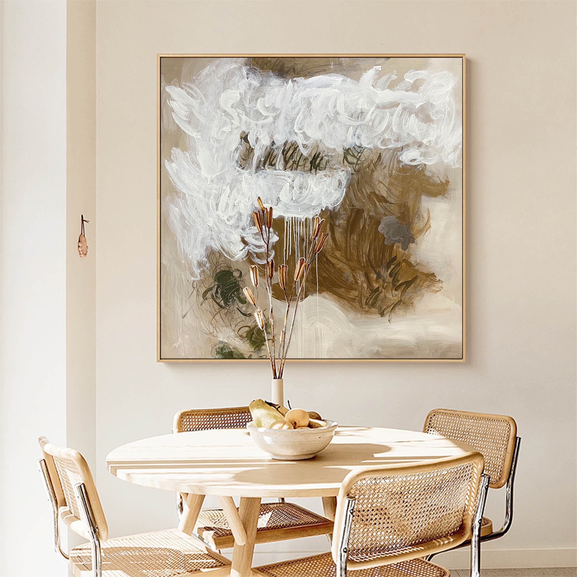 Earth‑Tone Dripping Effect Abstract Ready‑to‑Hang Wall Artwork