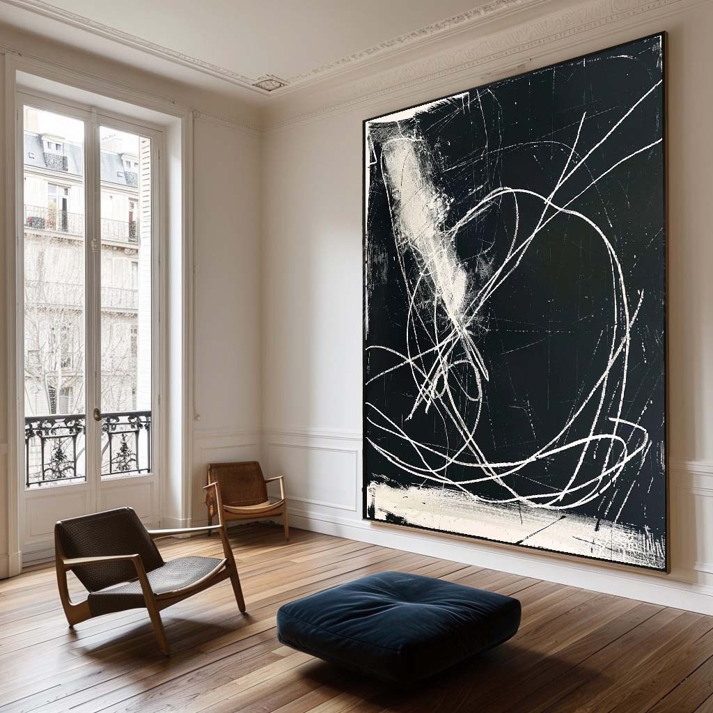 Black and White Abstract Oil Painting