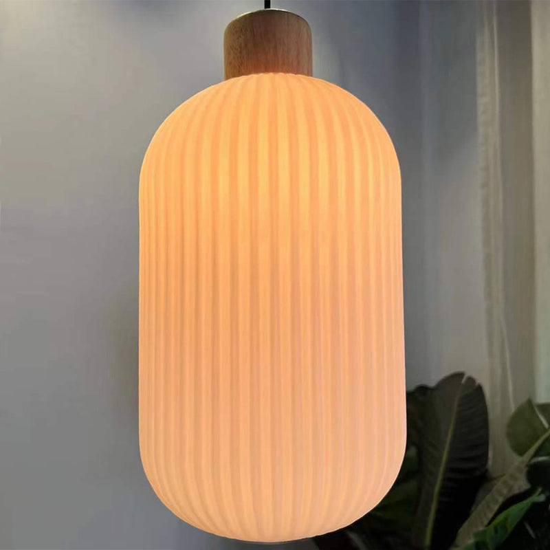 Muto Modern Wood/Glass Pendant Light, White - Neutralighting